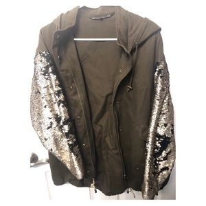 Zara Sequin Utility Jacket Small Comes from Pet Friendly Home